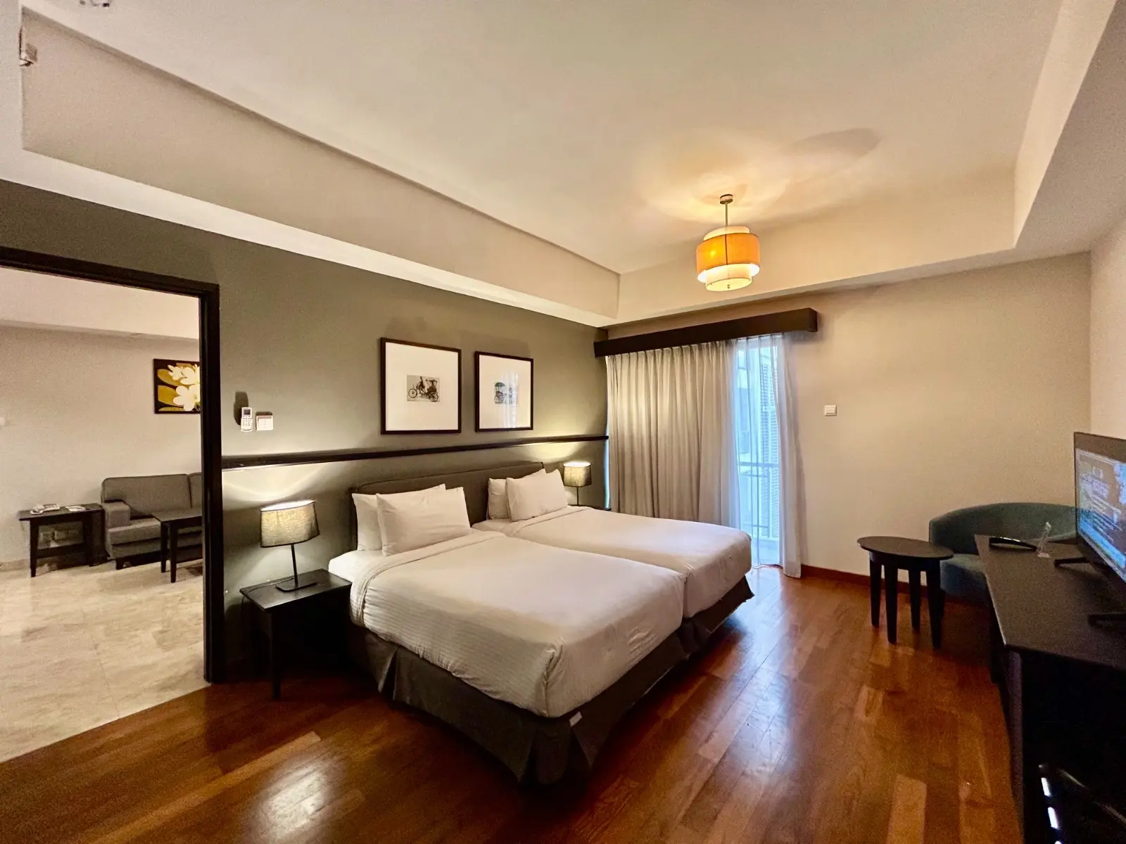 Master bedroom of a 2-bedroom suite