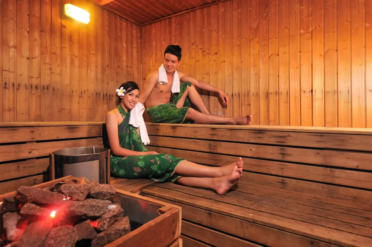 Wooden sauna room